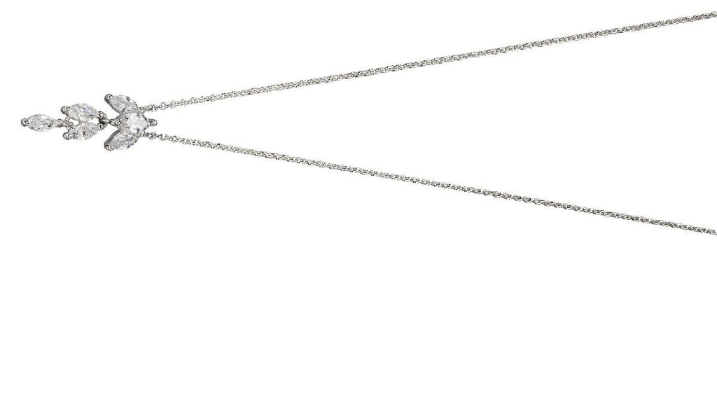 6 Stone Marquise Chain Necklace Sterling Silver 925 Hallmarked Brand New Boxed