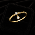 Charm Ring 2 Stone 9ct Yellow Gold Hallmarked Sizes J - T British Made