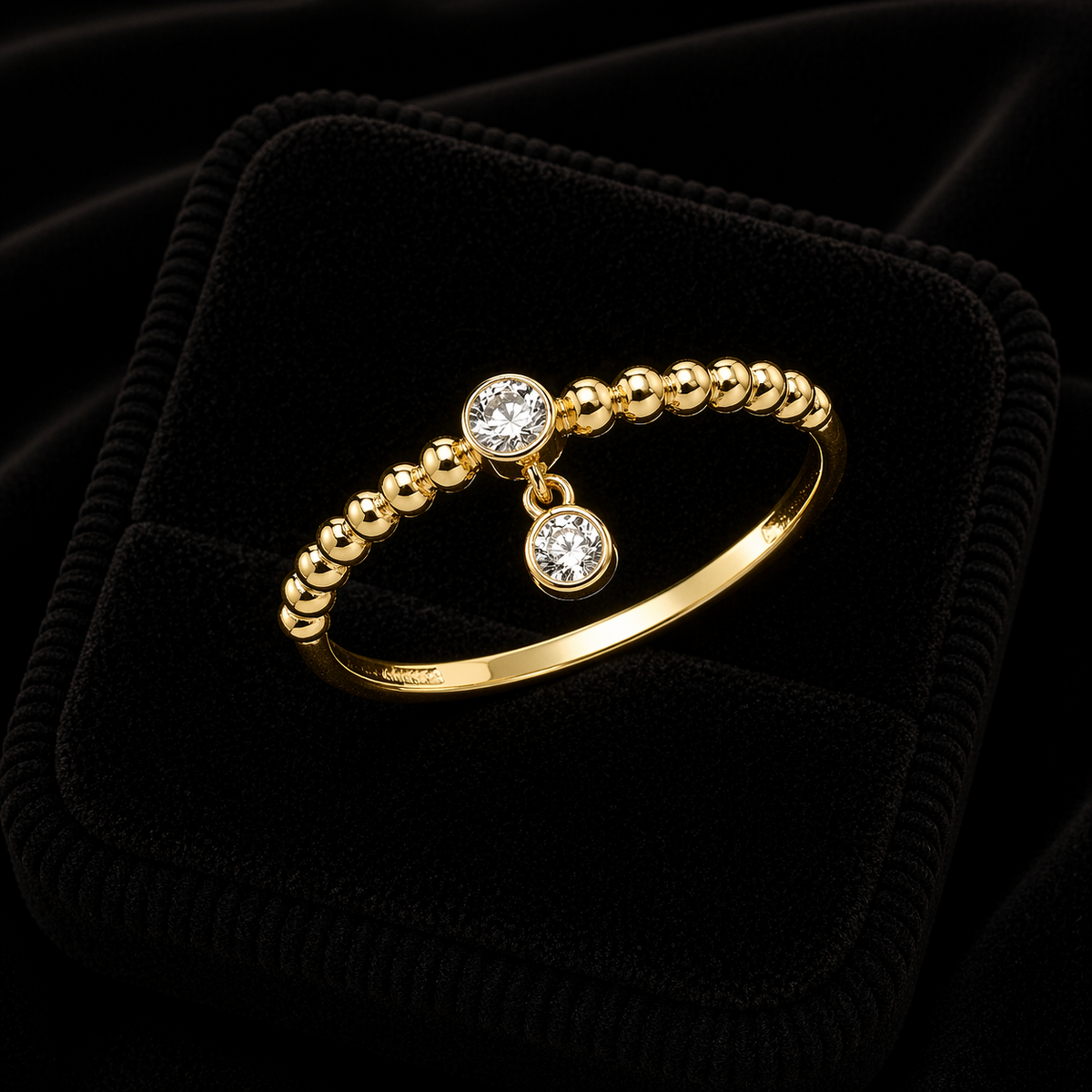 Charm Ring 2 Stone 9ct Yellow Gold Hallmarked Sizes J - T British Made