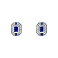 Channel Sapphire & Diamond Earrings 9ct White Gold 375 Hallmarked British Made
