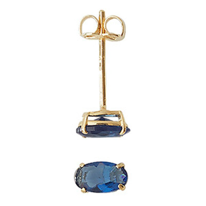 Oval Sapphire Stud Earrings 9ct Yellow Gold 375 Hallmark British Made Brand New