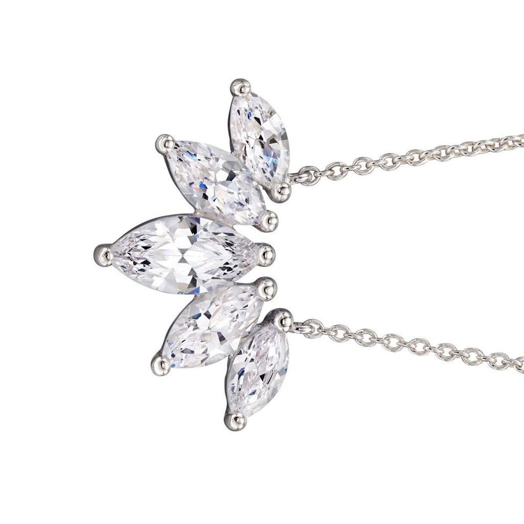 5 Stone Marquise Chain Necklace Sterling Silver 925 Hallmarked Brand New Boxed
