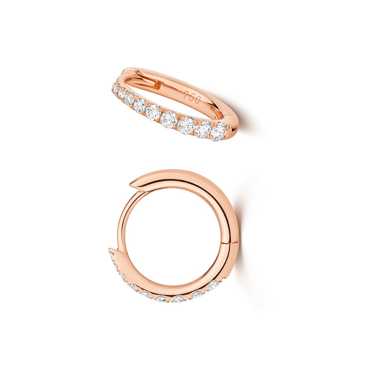 8mm Natural Diamond Hoop Earrings 18ct Rose Gold Hallmarked British Made