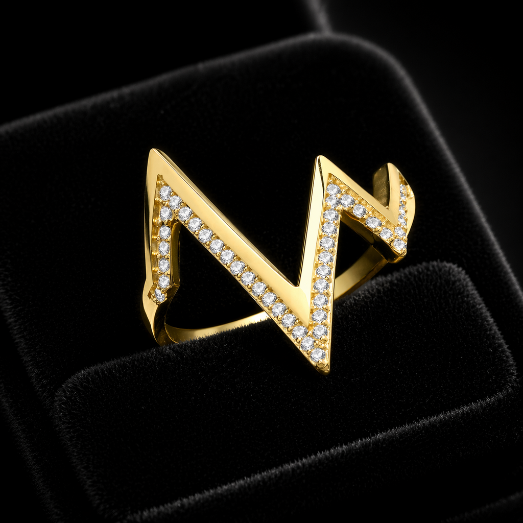 Gemstone Heartbeat Ring 9ct Yellow Gold Hallmarked Sizes J - S British Made