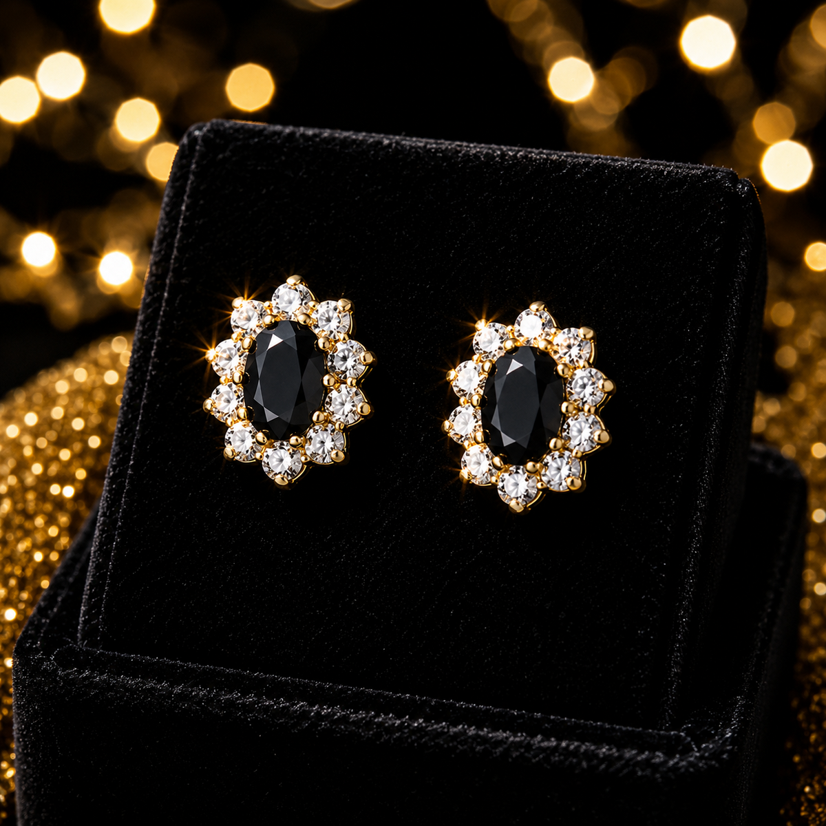 Yellow Gold Sapphire Earrings Cluster Natural Stone 375 9 Carat New Boxed