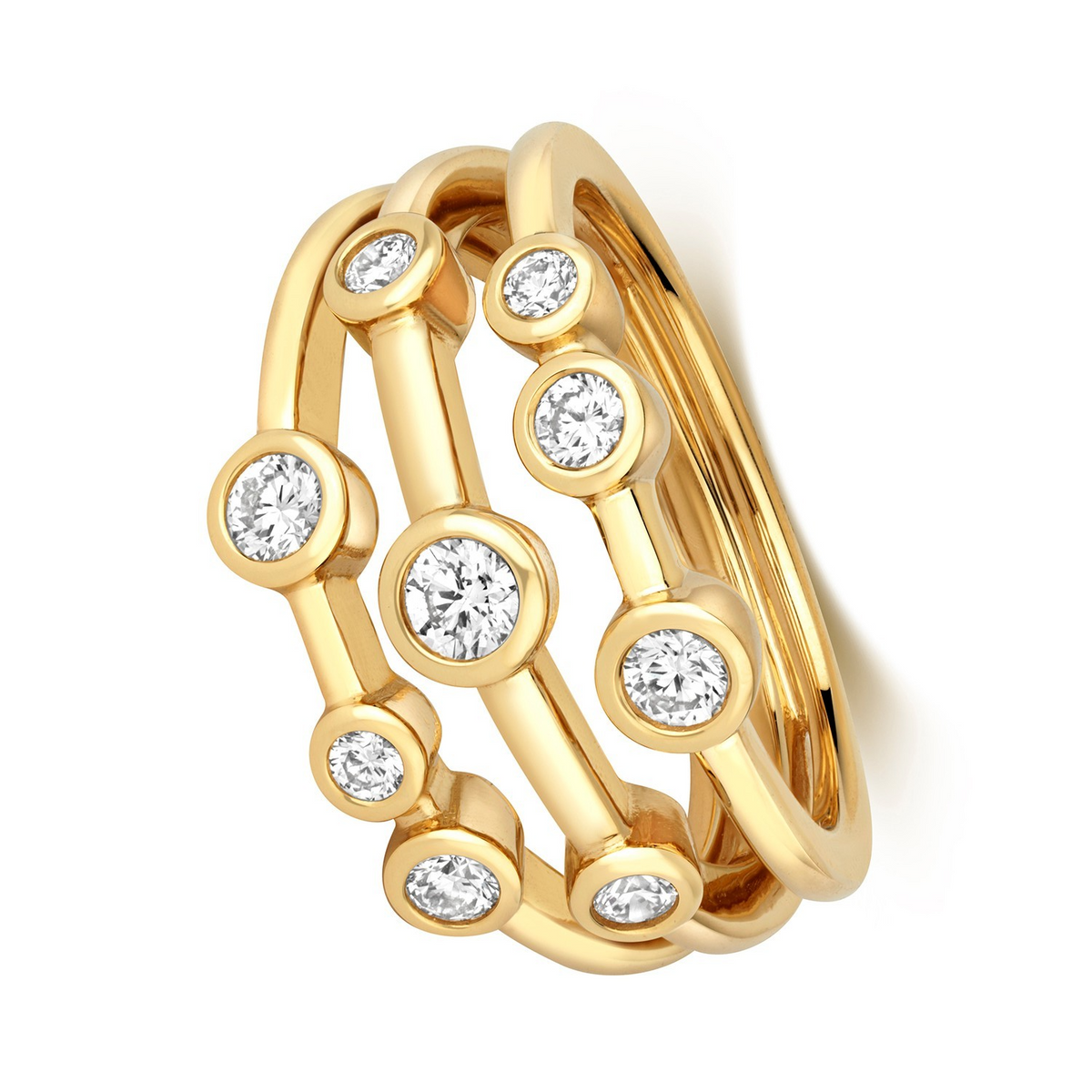 9 Natural Diamond Flush Rubover Ring 18ct Yellow Gold Hallmarked Sizes J - Q