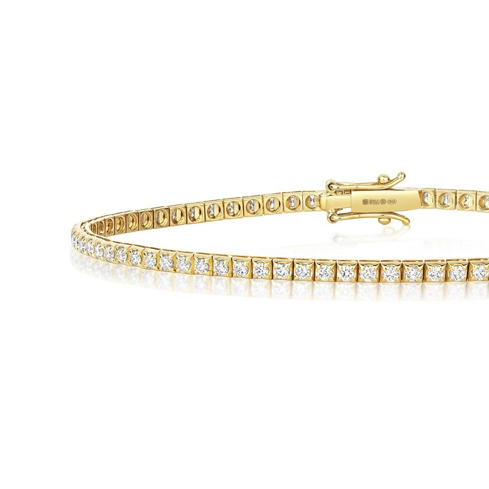 Natural Diamond 18ct Yellow Gold Tennis Bracelet 375 Hallmarked British Made