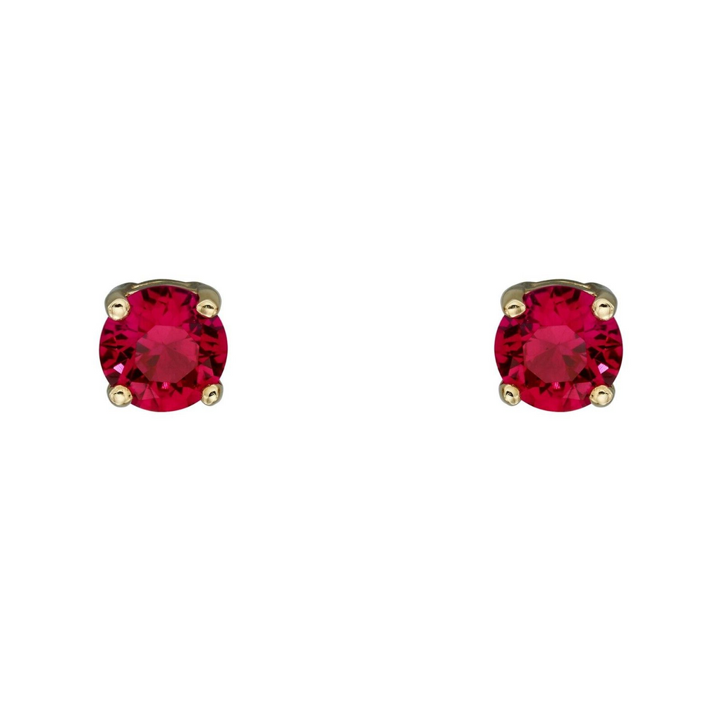 Natural Ruby July Stud Earrings 9ct Yellow Gold 375 Hallmarked British Made