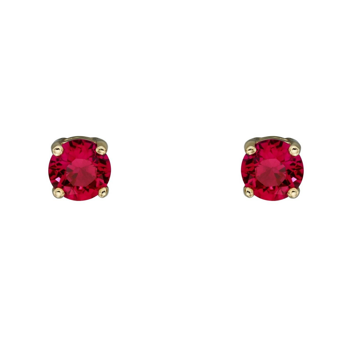 Natural Ruby July Stud Earrings 9ct Yellow Gold 375 Hallmarked British Made