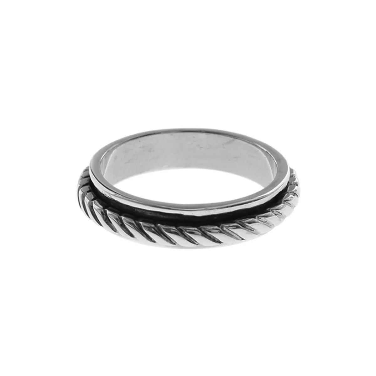 Roped Spinner Ring Sterling Silver 925 Hallmarked British Made Size L - T