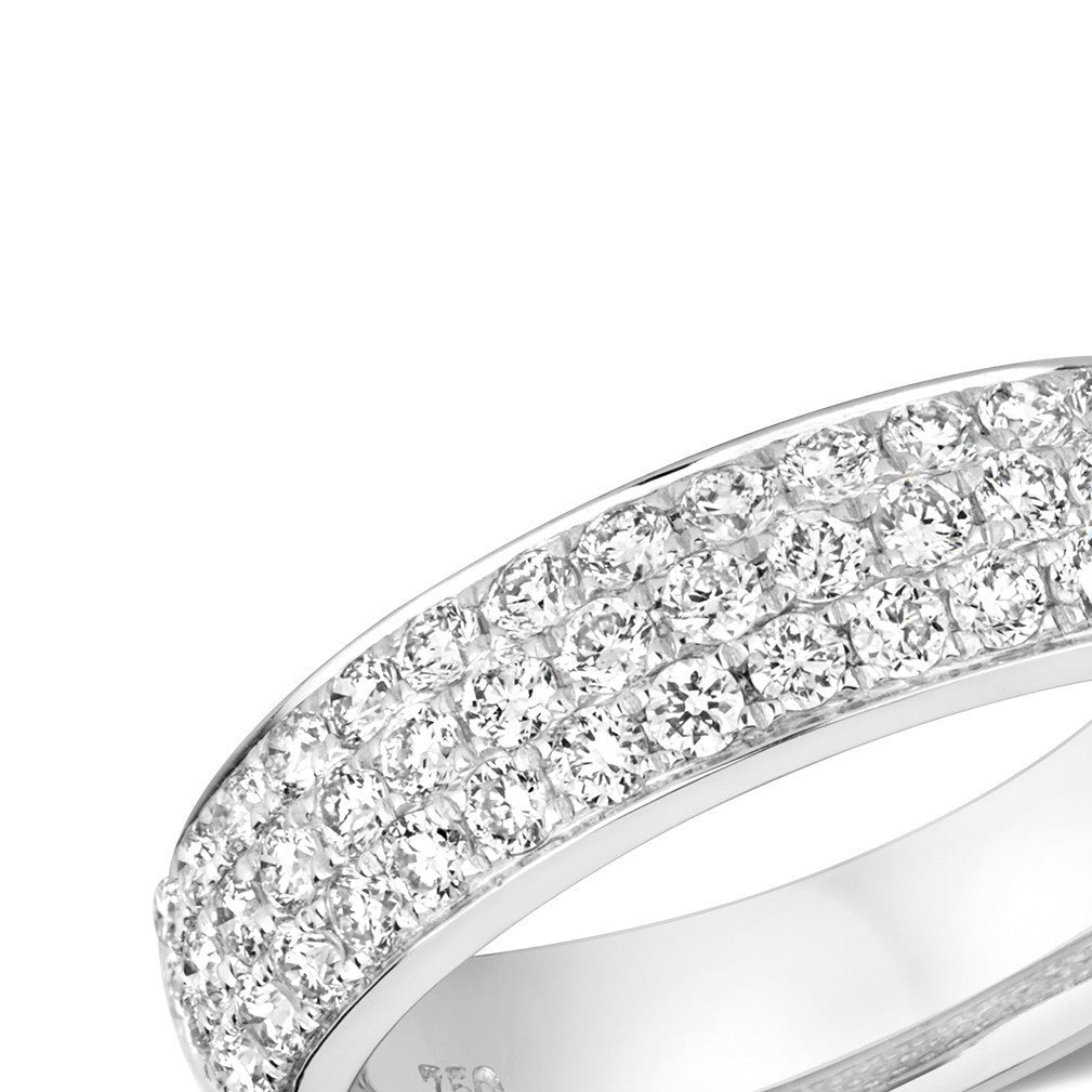 49 Natural Diamond Band Ring 18ct White Gold Hallmarked Sizes J - Q