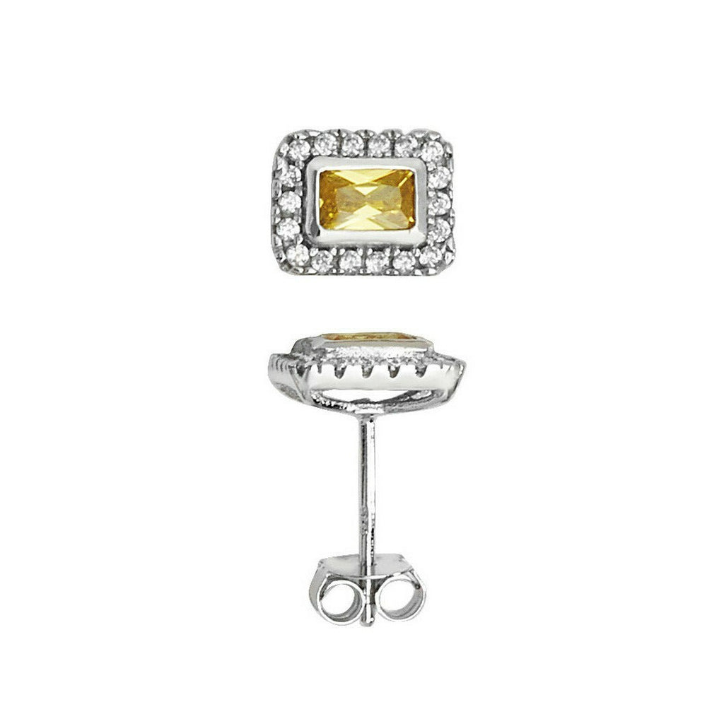 Yellow Topaz Earrings Solid Sterling Silver 925 Hallmark Brand New Boxed