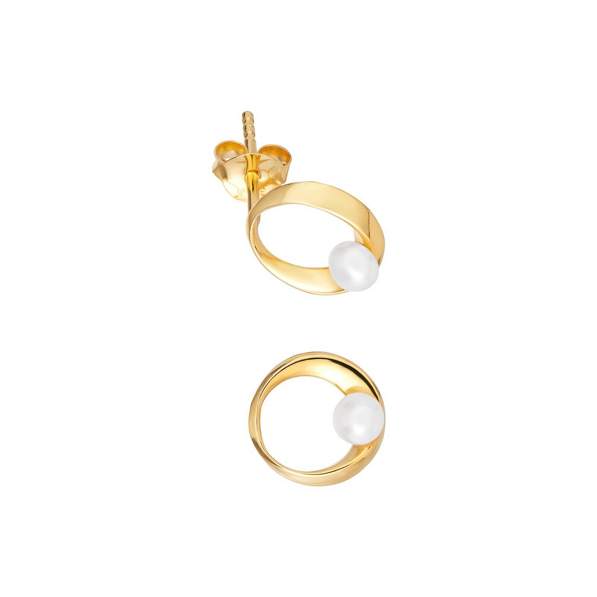 Solitaire Dome Hoop Pearl Earrings 9ct Yellow Gold Plated Hallmarked Brand New