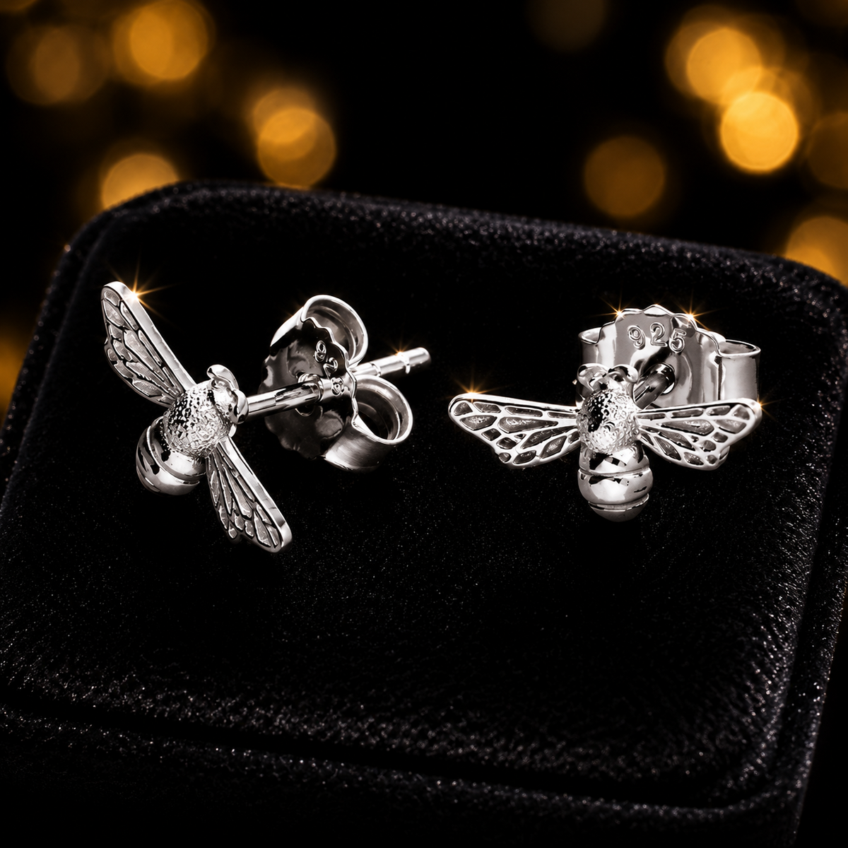 Bumble Bee Stud Earrings Sterling Silver 925 Hallmarked British Made Brand New
