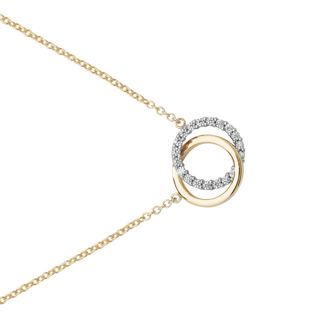Ladies Intwined Circle Necklace 9ct 2 Tone Gold 375 Hallmarked British Made