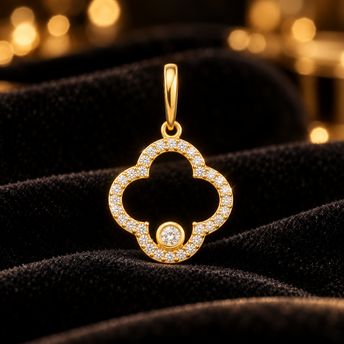 Quatrefoil Clover 9ct Yellow Gold Pendant 375 Hallmarked All Chain Lengths