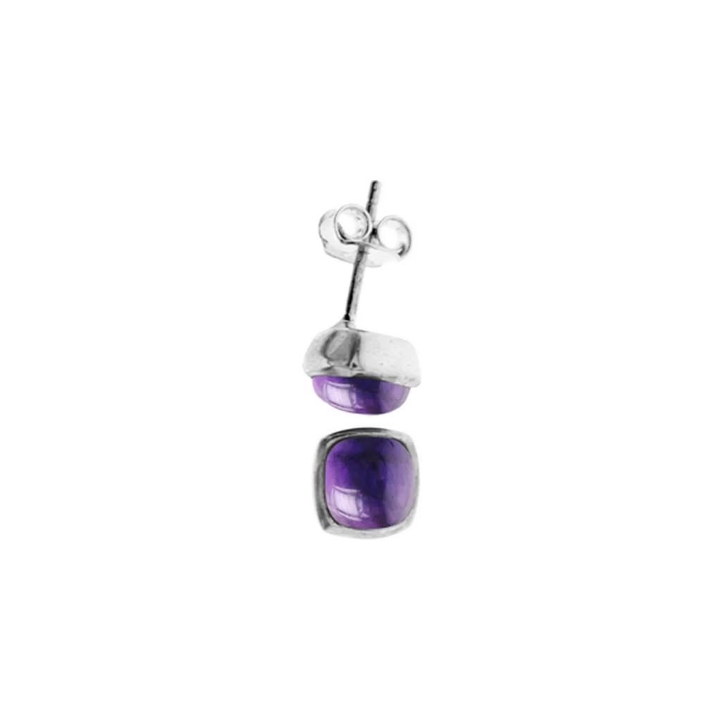 Natural Amethyst Squircle Earrings Sterling Silver 925 Hallmarked Brand New