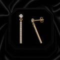11 Stone Bar Drop Earrings 9ct Yellow Gold 375 Hallmarked Brand New Boxed