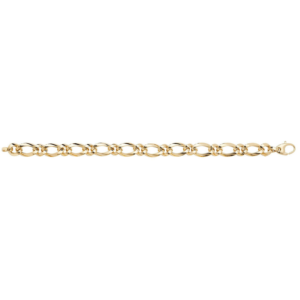 Figaro Link Bracelet 9ct Yellow Gold 375 Hallmarked British Made Brand New