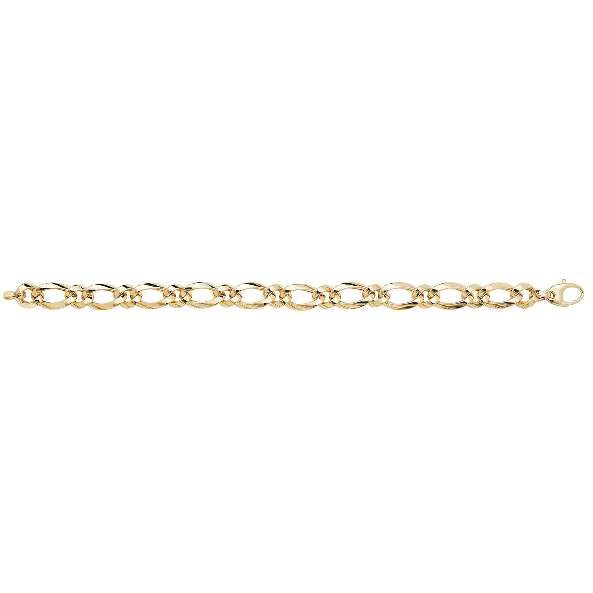 Figaro Link Bracelet 9ct Yellow Gold 375 Hallmarked British Made Brand New