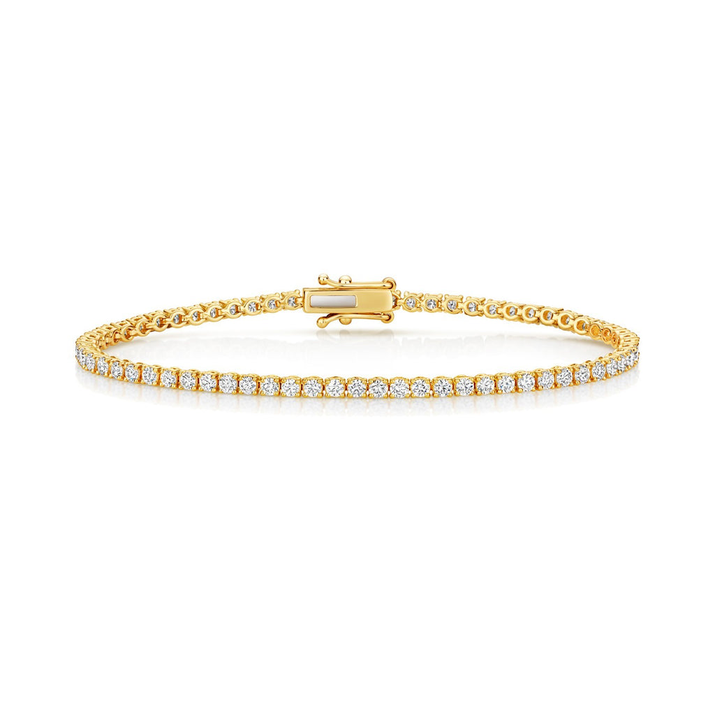 Lab Grown Diamond 18ct Yellow Gold Tennis Bracelet Hallmarked British Made