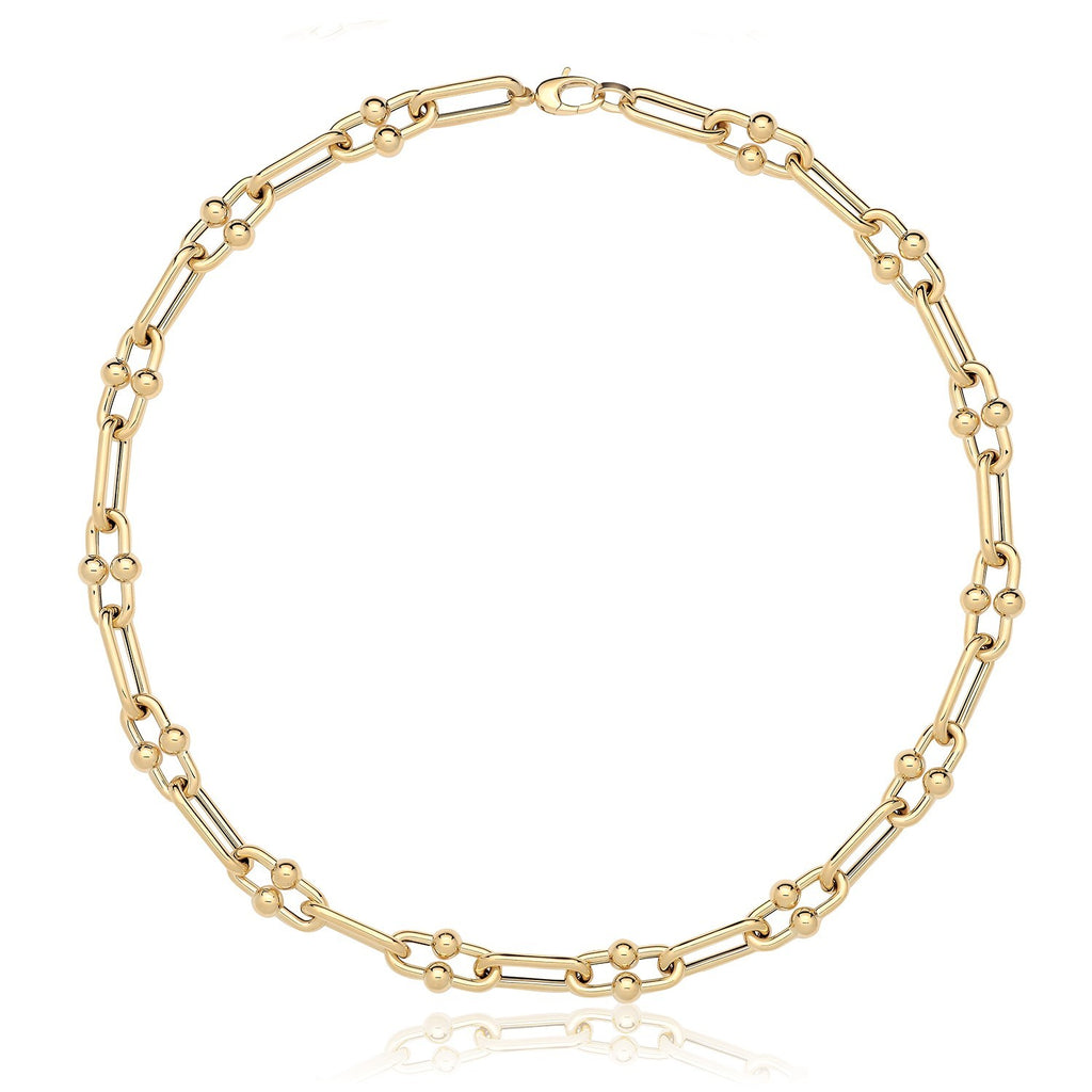 Bubble Link Necklace and Bracelet Set 9ct Yellow Gold 375 Hallmark British Made