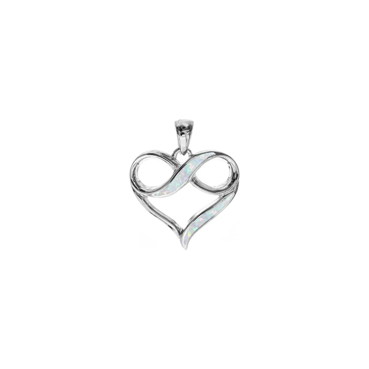 Infinity Heart Opal Pendant Sterling Silver 925 Hallmarked All Chain Lengths
