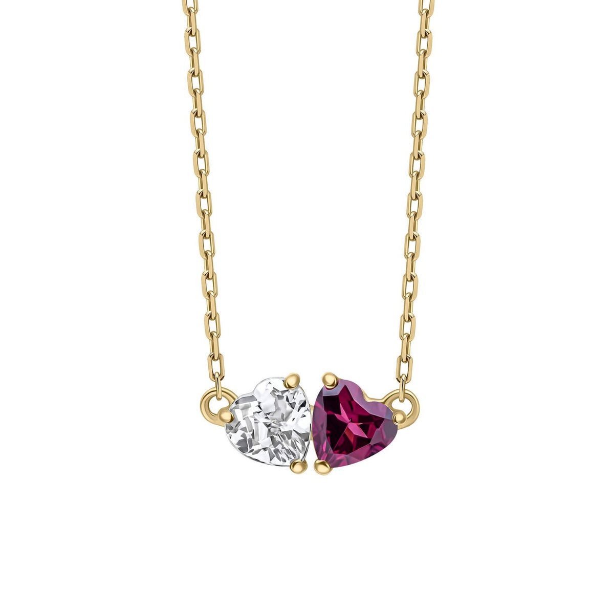 Garnet Heart Pendant & Earrings Set 9ct Yellow Gold 375 Hallmarked British Made