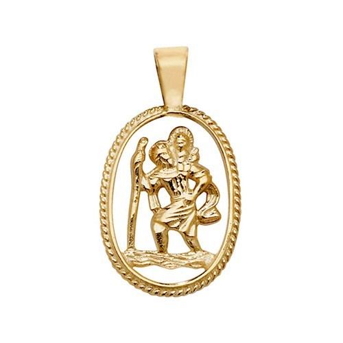 Roped St Christopher 9ct Yellow Gold Pendant 375 Hallmark All Chain Lengths