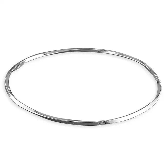 Fancy Twist Bangle Sterling Silver 925 Hallmarked British Made Brand New