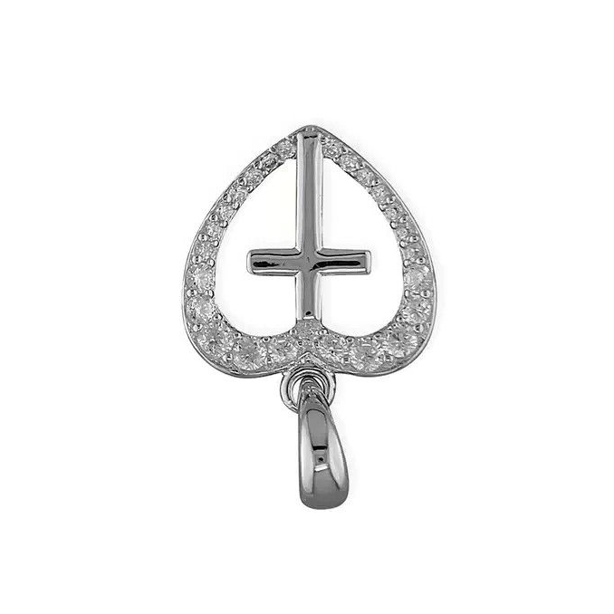 Heart Zircon Cross Sterling Silver 925 Hallmarked All Chain Lengths Brand New