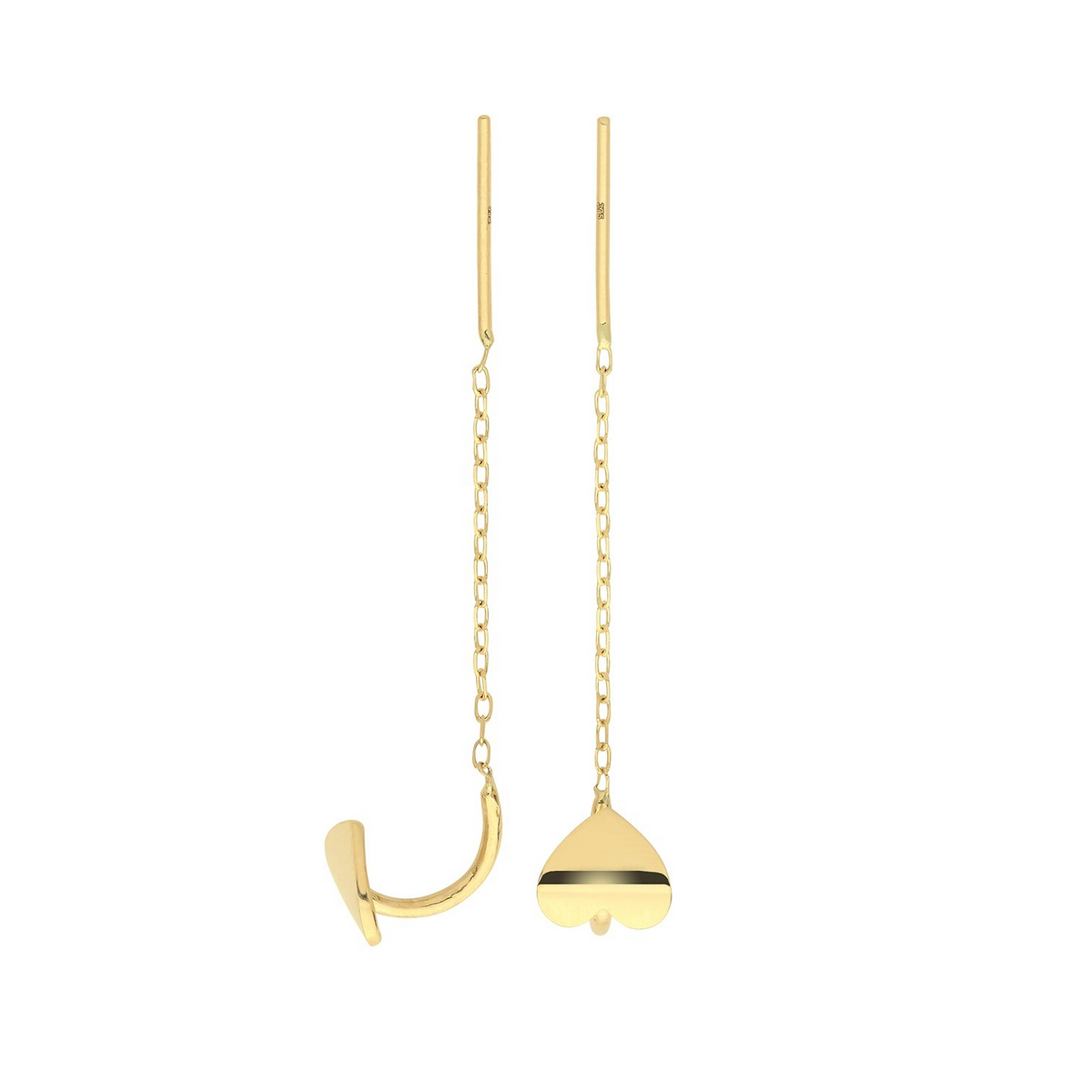 Heart Chain Drop Earrings 9ct Yellow Gold 375 Hallmarked Brand New Boxed