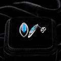 Natural Marquise Blue Opal Earrings Sterling Silver 925 Hallmarked Brand New
