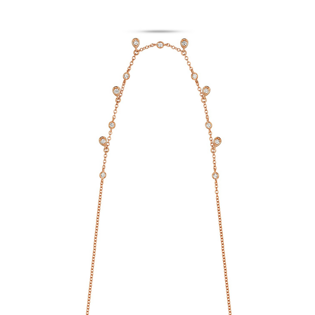 13 Natural Diamond Flush Necklace 18ct Rose Gold Hallmarked British Made