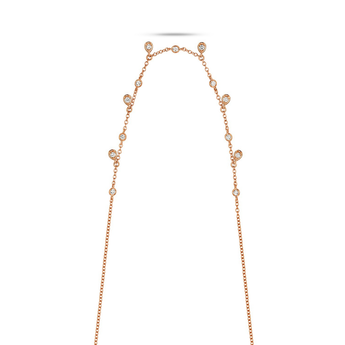13 Natural Diamond Flush Necklace 18ct Rose Gold Hallmarked British Made