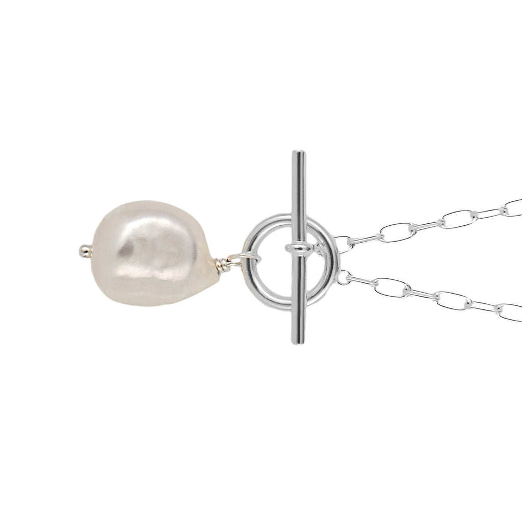 T Bar Pearl Necklace Sterling Silver 925 Hallmarked Brand New Boxed