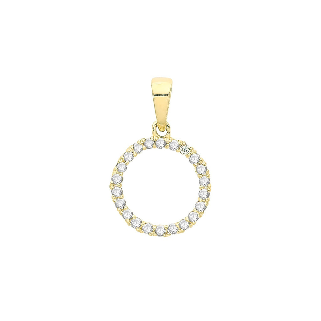 Round Halo 9ct Yellow Gold Pendant 375 Hallmarked All Chain Lengths