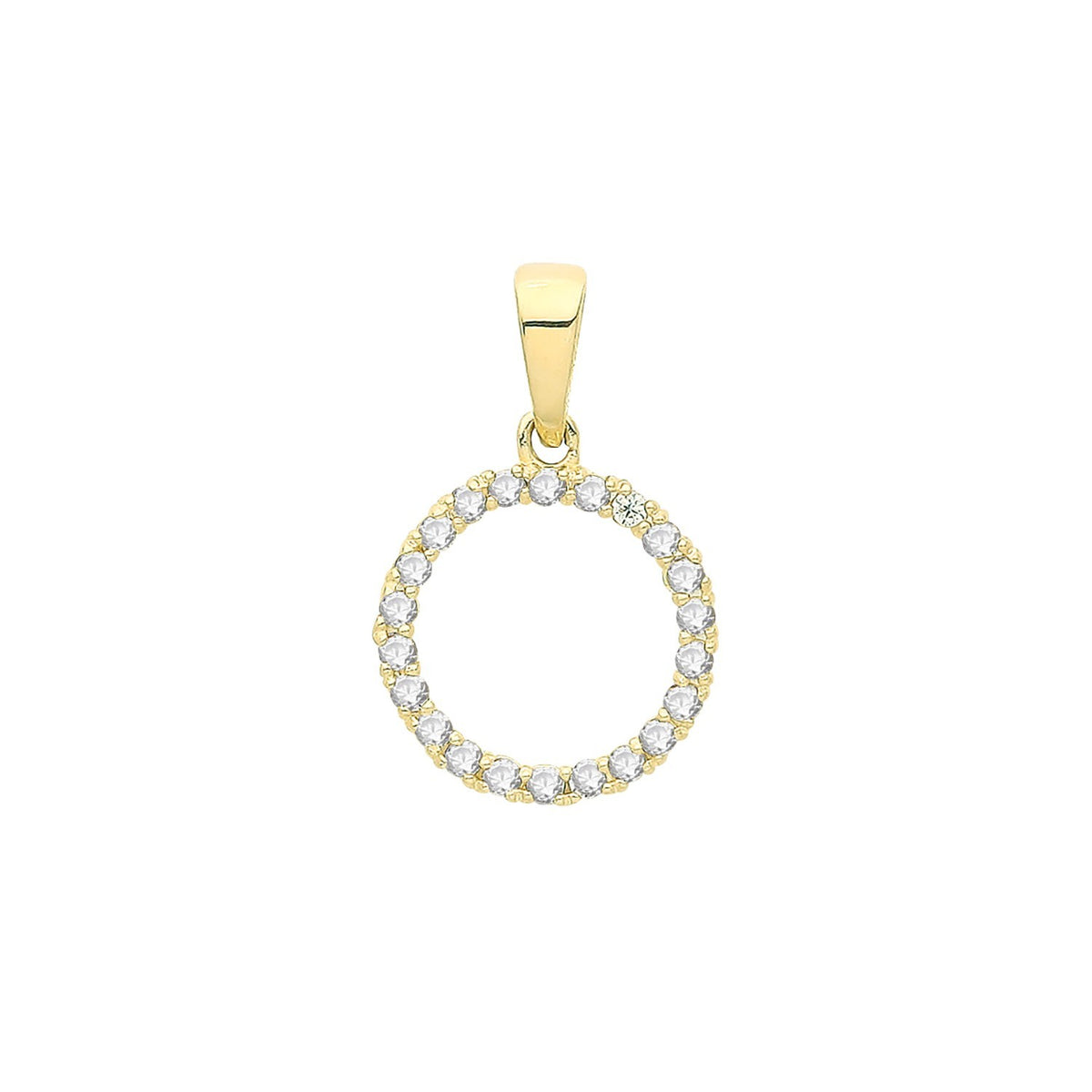 Round Halo 9ct Yellow Gold Pendant 375 Hallmarked All Chain Lengths