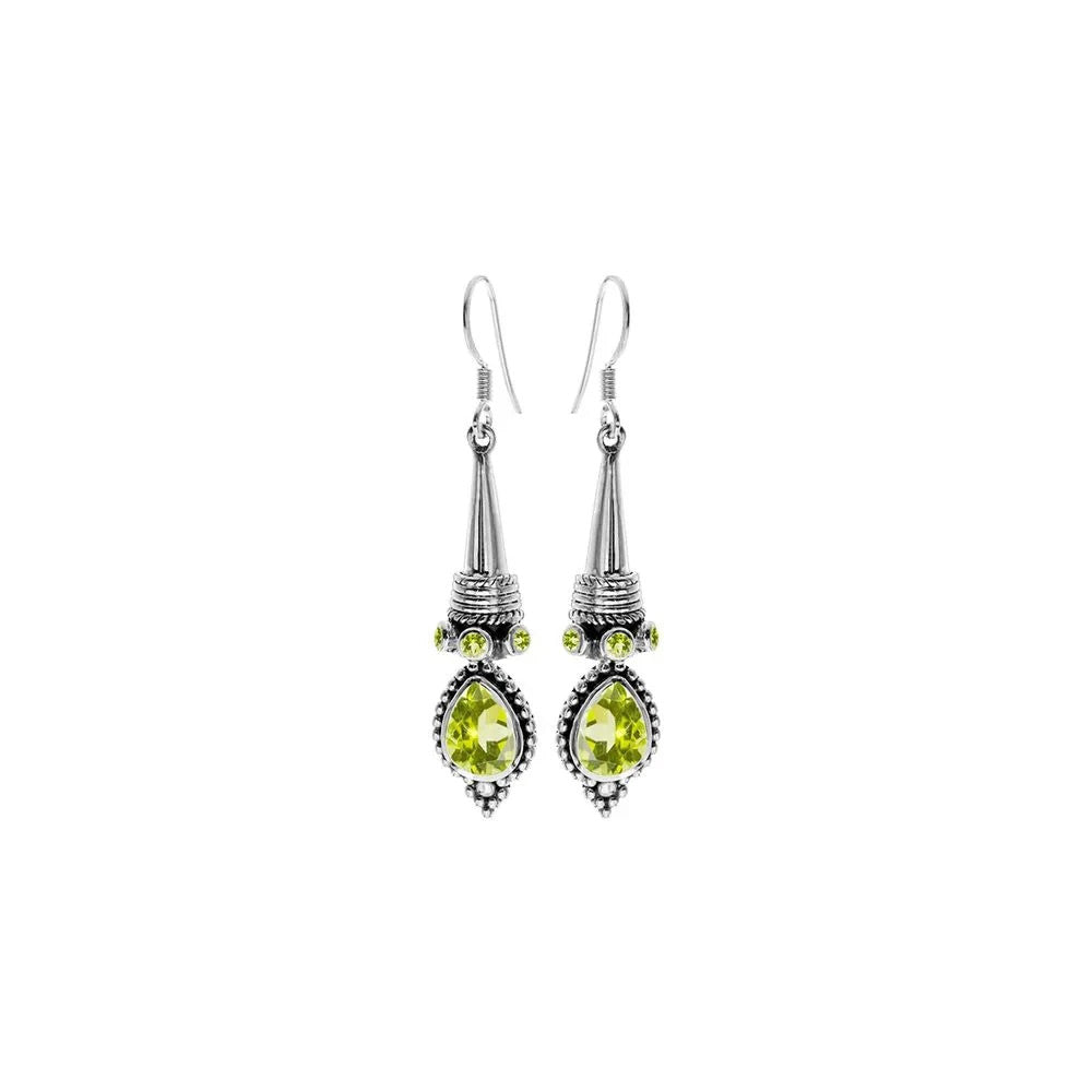 Vintage Peridot Drop Earrings Sterling Silver 925 Hallmarked British Made