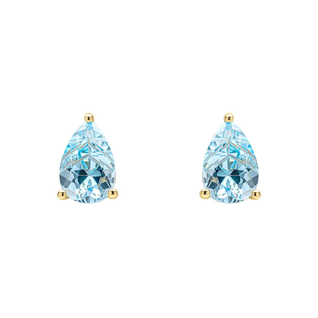 Pear Fancy Cut Topaz Stud Earrings 9ct Yellow Gold 375 Hallmarked British Made
