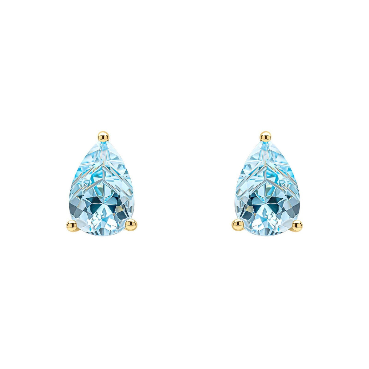 Pear Fancy Cut Topaz Stud Earrings 9ct Yellow Gold 375 Hallmarked British Made