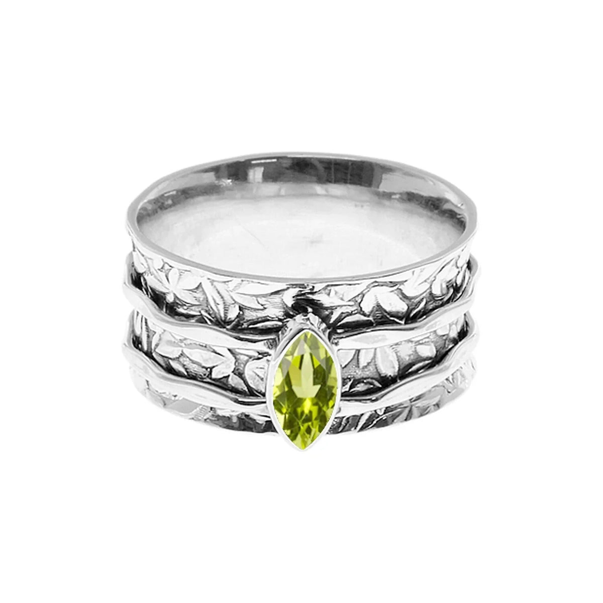 Autumn Peridot Spinner Ring Sterling Silver 925 Hallmarked Size K - T