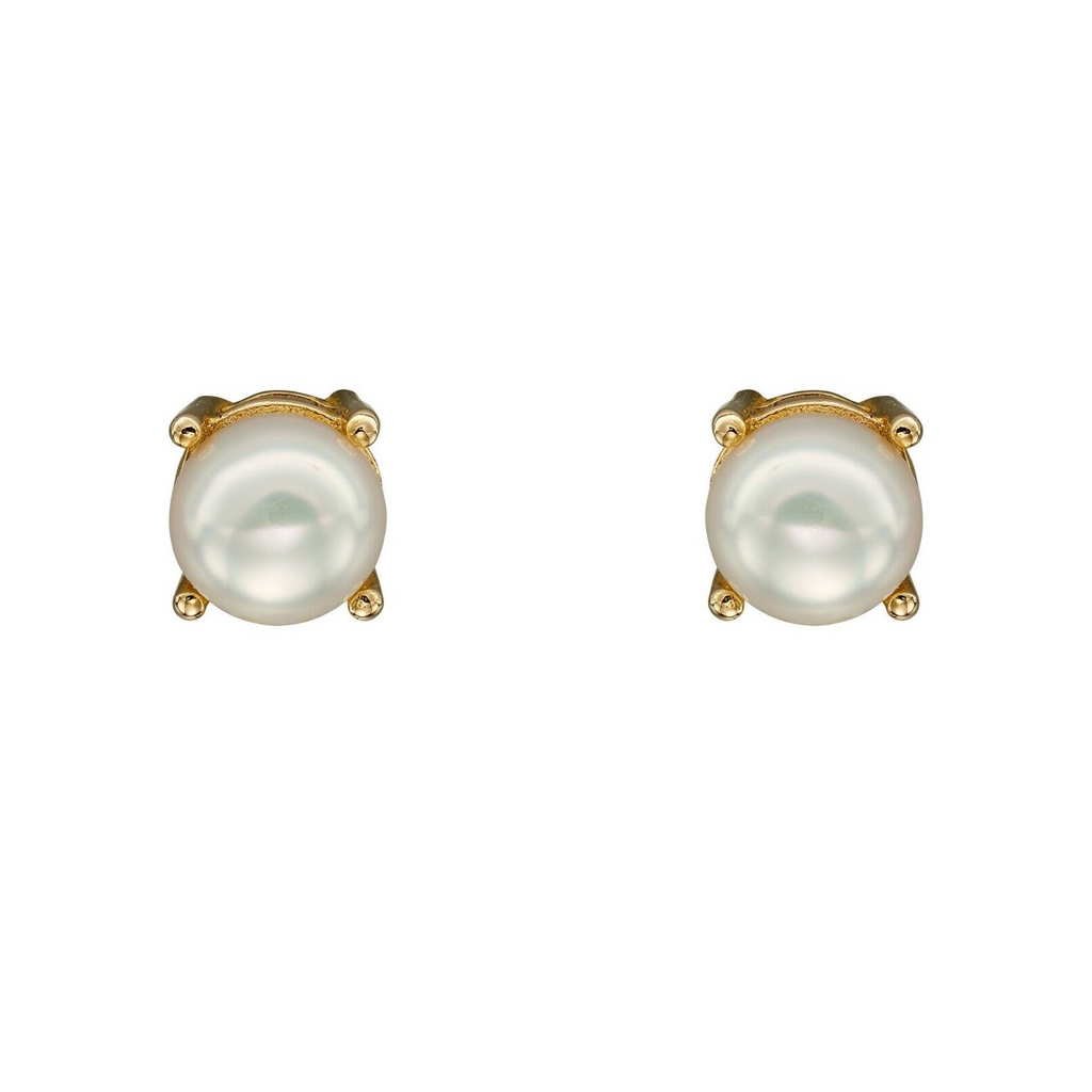 Natural Pearl June Stud Earrings 9ct Yellow Gold 375 Hallmark British Made