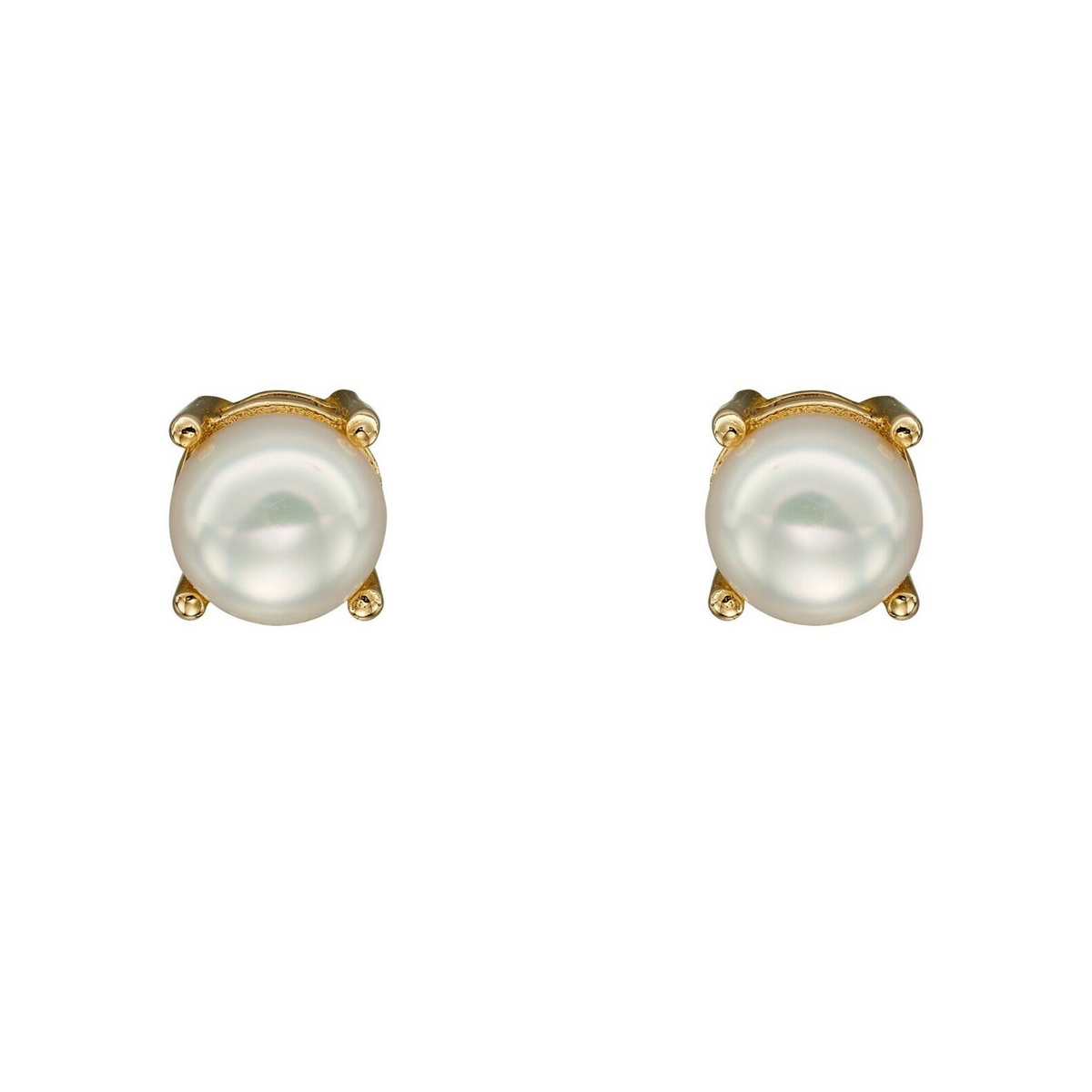 Natural Pearl June Stud Earrings 9ct Yellow Gold 375 Hallmark British Made
