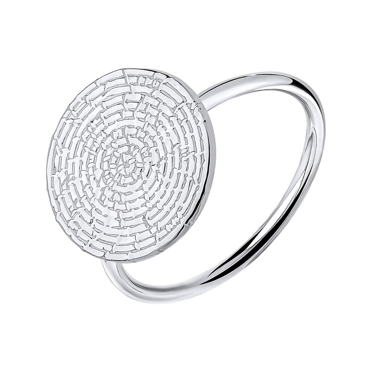 Ladies Ripple Textured Disc Ring 925 Hallmarked British Made Sizes K - S