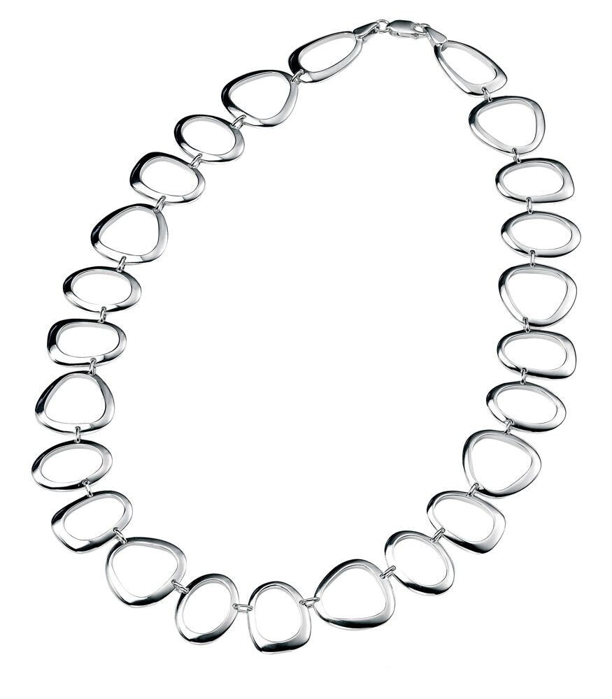 Cut Out Pebble Necklace 925 Sterling Silver Hallmarked British Made Brand New