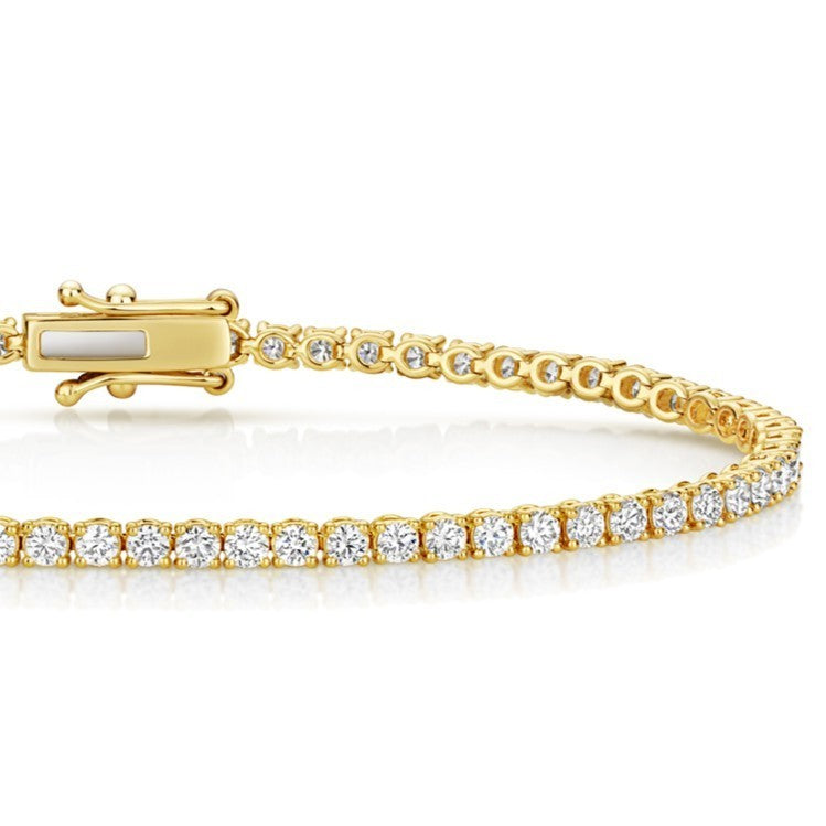 Lab Grown Diamond 18ct Yellow Gold Tennis Bracelet Hallmarked British Made