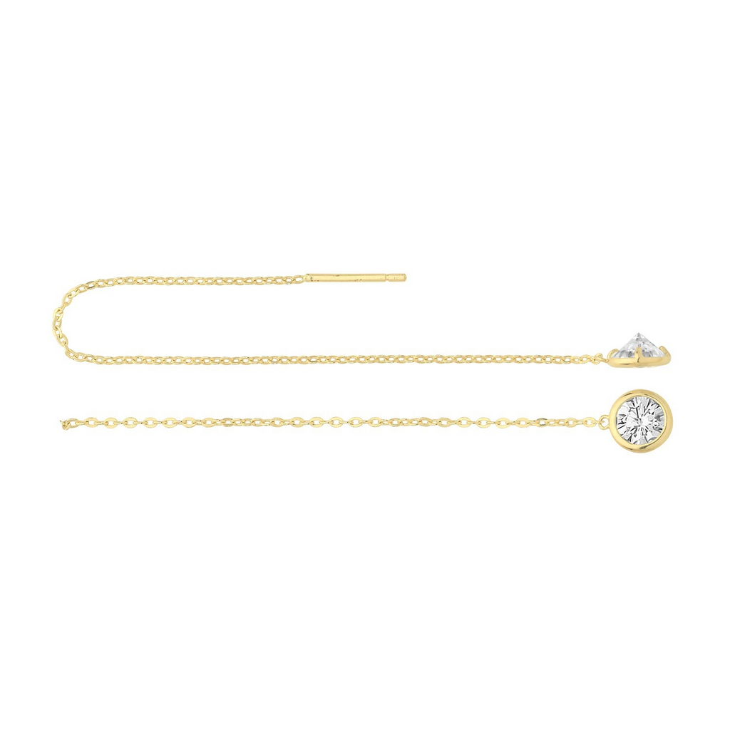 Flush Bezel Drop Earrings 9ct Yellow Gold 375 Hallmarked Brand New Boxed