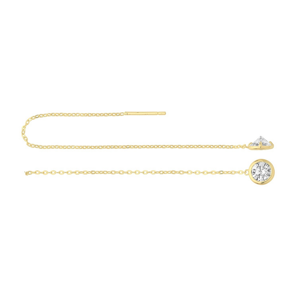 Flush Bezel Drop Earrings 9ct Yellow Gold 375 Hallmarked Brand New Boxed