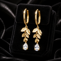 Floral Teardrop Drop Hoop Earrings 9ct Yellow Gold 375 Hallmark Brand New Boxed
